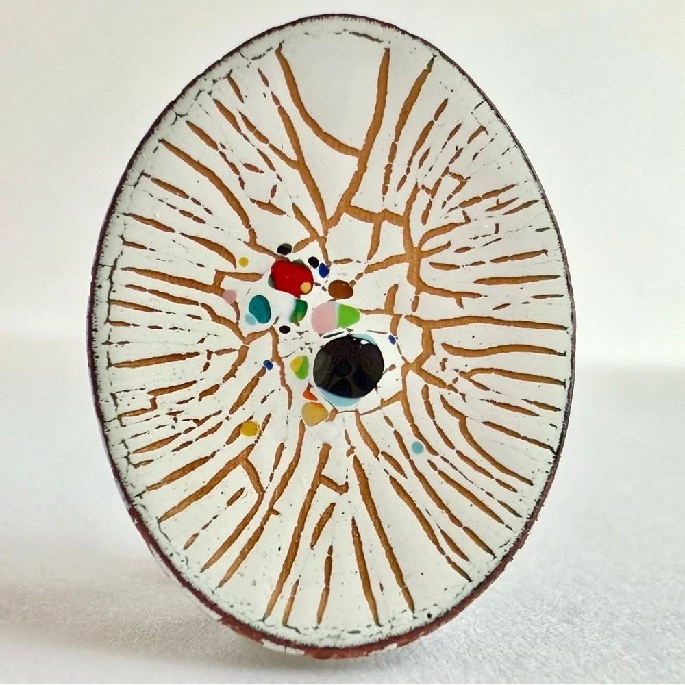 Rare Vintage Artisan Enamel Earrings – One-of-a-Kind Abstract Modernist Design